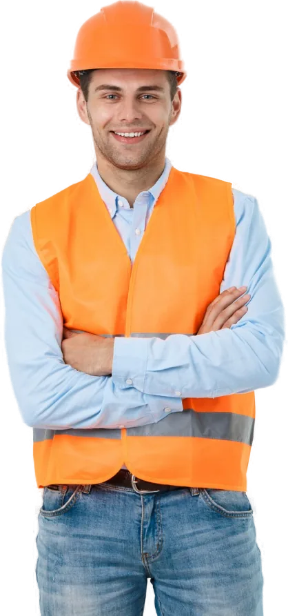 Engenheiro de capacete e colete